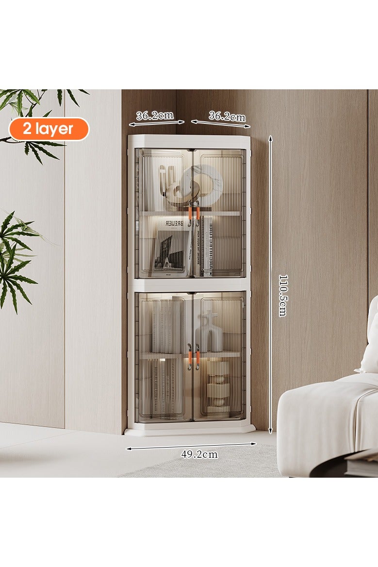 Noon East 2 Layers Narrow Corner Bathroom Storage Cabinet with Doors for Kitchen Pantry Laundry Living Room Bedroom, 49.2 x 36.2 x 110.5 cm, White - Image 2