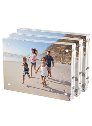 5x7 Acrylic Picture Frames 3 Pack, Thicker Block, Freestanding Double Sided Magnetic Acrylic Frameless Transparent Square Frame for Desktop Display - pzsku/Z06BA297C7AEF98B06061Z/45/_/1722932788/6d656c46-b09f-4416-a9d3-e09a3524085e