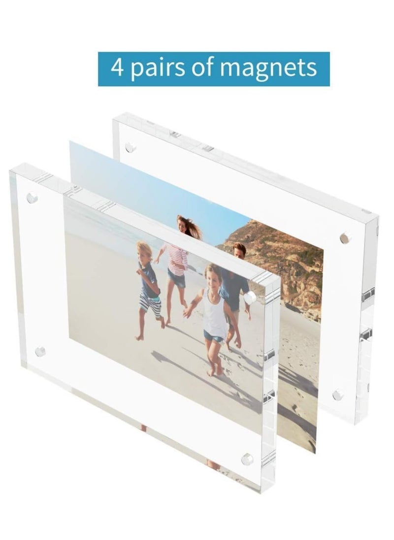 Generic - 5x7 Acrylic Picture Frames 3 Pack, Thicker Block, Freestanding Double Sided Magnetic Acrylic Frameless Transparent Square Frame for Desktop Display - Image 1