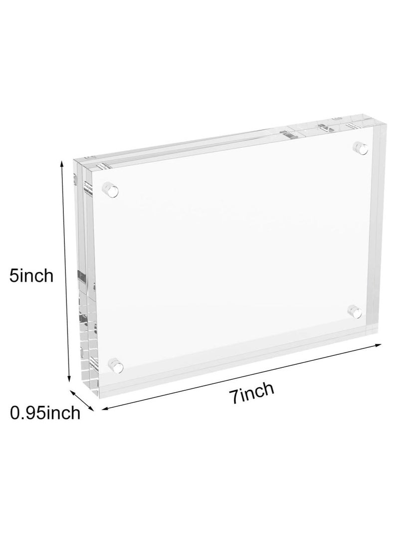 Generic - 5x7 Acrylic Picture Frames 3 Pack, Thicker Block, Freestanding Double Sided Magnetic Acrylic Frameless Transparent Square Frame for Desktop Display - Image 1