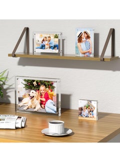 Generic 5x7 Acrylic Picture Frames 3 Pack, Thicker Block, Freestanding Double Sided Magnetic Acrylic Frameless Transparent Square Frame for Desktop Display  - Image 5