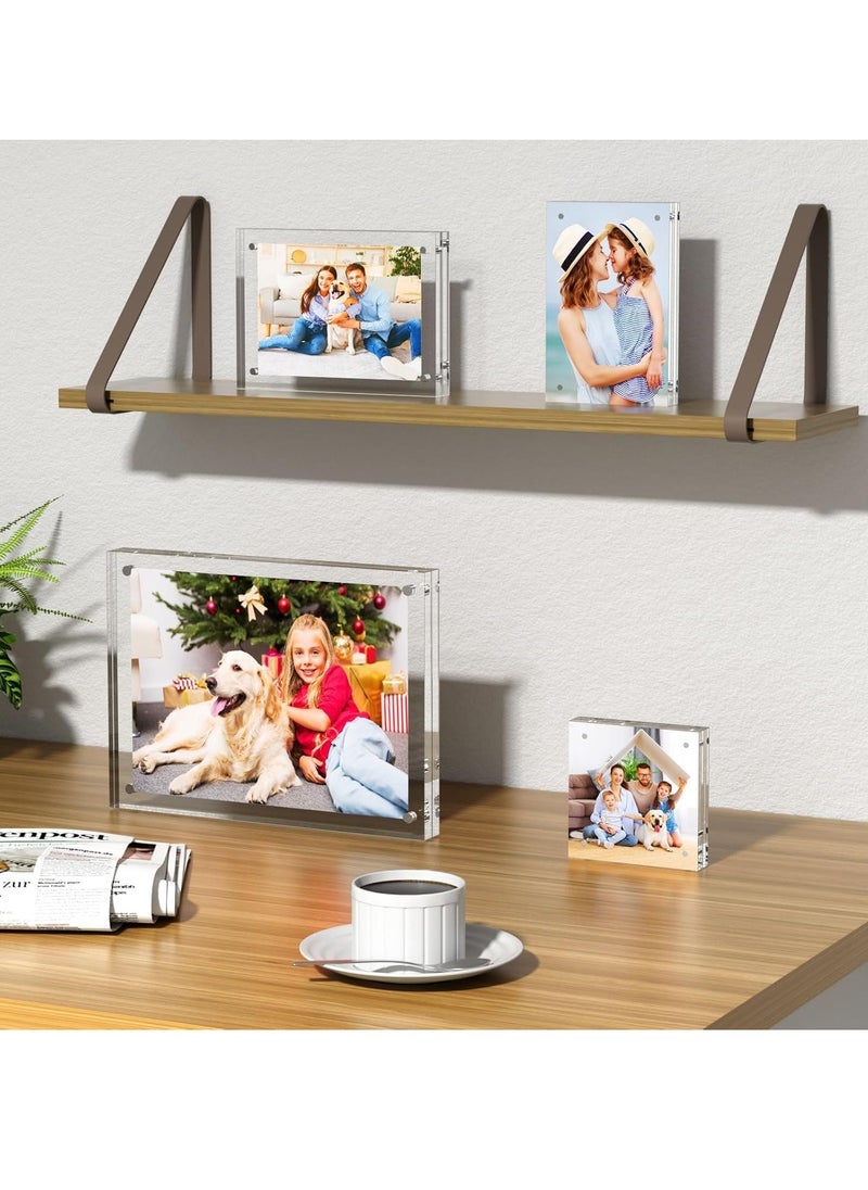 Generic - 5x7 Acrylic Picture Frames 3 Pack, Thicker Block, Freestanding Double Sided Magnetic Acrylic Frameless Transparent Square Frame for Desktop Display - Image 1
