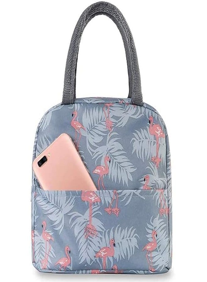 Pamidhar Insulated Lunch Bags Small for Women Work, Student Kids to School, Thermal Cooler Tote Bag Picnic Organizer Storage Lunch Box Portable and Reusable (Grey) - Image 1