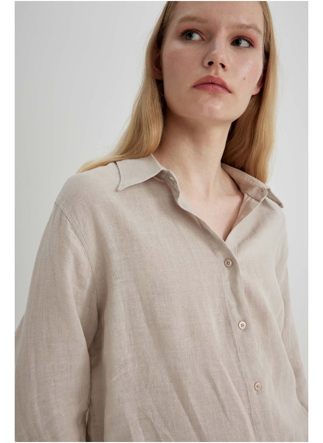 DeFacto - Woman Oversize Fit Woven Long Sleeve Shirt - Image 1