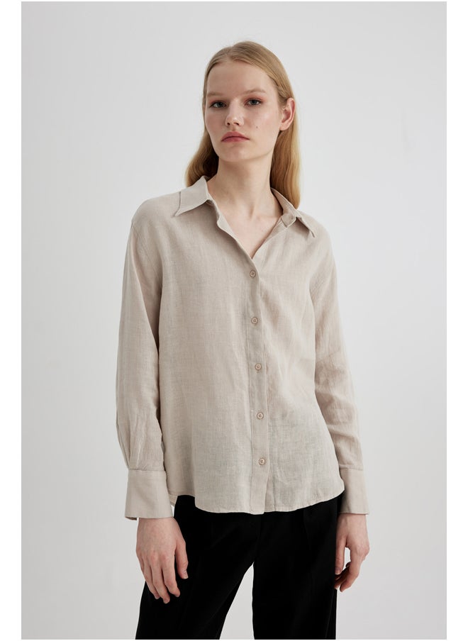 DeFacto - Woman Oversize Fit Woven Long Sleeve Shirt - Image 1