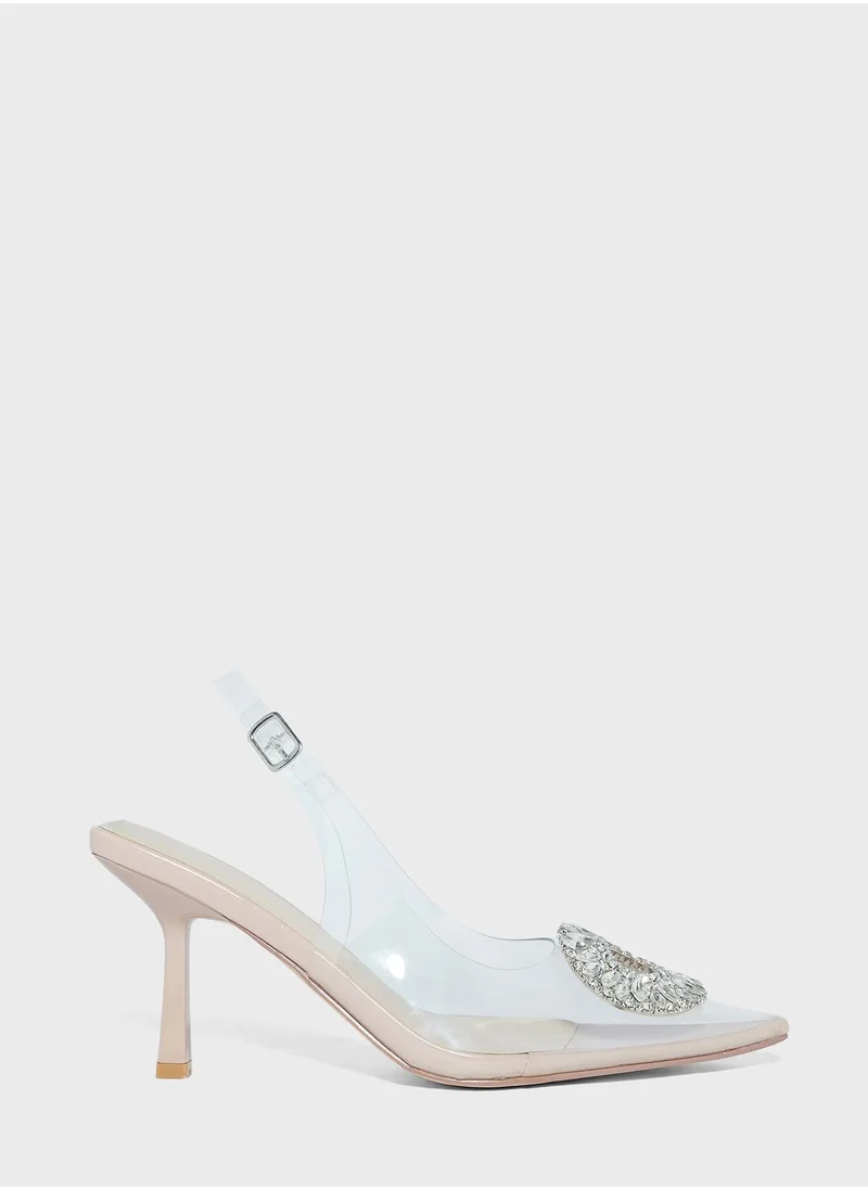 ترافل من نمشي Diamante Brooch Detail Perspex Court Pump