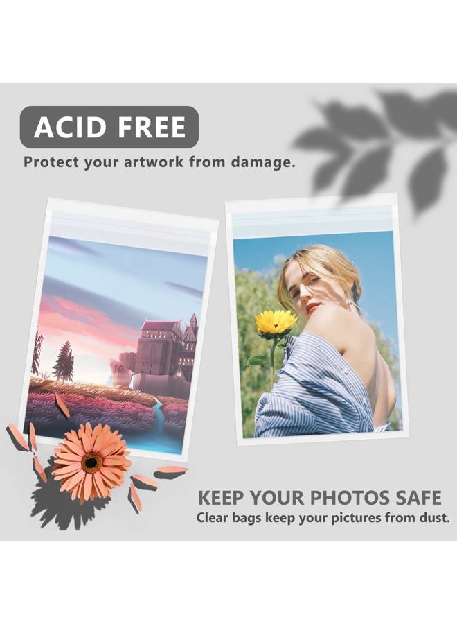 Somime 100 Pack Acid-Free Crystal Clear Sleeves Storage Bags for 8x10 Art Prints/Pictures/Photos/Framing Mat Mattes (Bag Size: 8 1/2” x 10 3/7”) - Image 3
