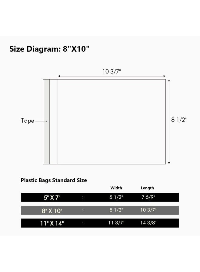 Somime 100 Pack Acid-Free Crystal Clear Sleeves Storage Bags for 8x10 Art Prints/Pictures/Photos/Framing Mat Mattes (Bag Size: 8 1/2” x 10 3/7”) - Image 2