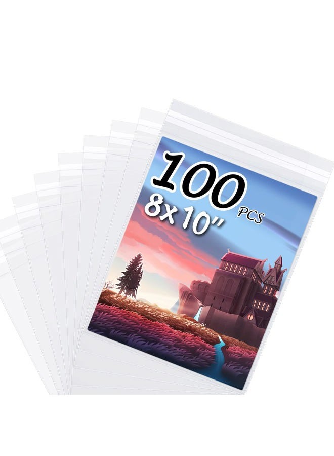 Somime 100 Pack Acid-Free Crystal Clear Sleeves Storage Bags for 8x10 Art Prints/Pictures/Photos/Framing Mat Mattes (Bag Size: 8 1/2” x 10 3/7”) - Image 1