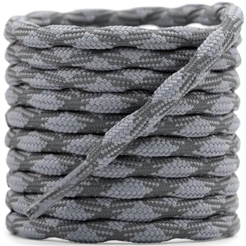 DELELE 2 Pair Round Wave Shape Non Slip Heavy Duty and Durable Outdoor Climbing Shoelaces Dark Gray&Dark Green Hiking Shoe Laces Shoestrings-47 inch - Image 1