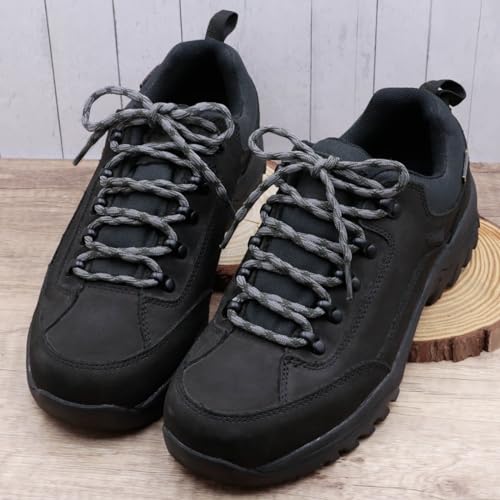 DELELE 2 Pair Round Wave Shape Non Slip Heavy Duty and Durable Outdoor Climbing Shoelaces Dark Gray&Dark Green Hiking Shoe Laces Shoestrings-47 inch - Image 2