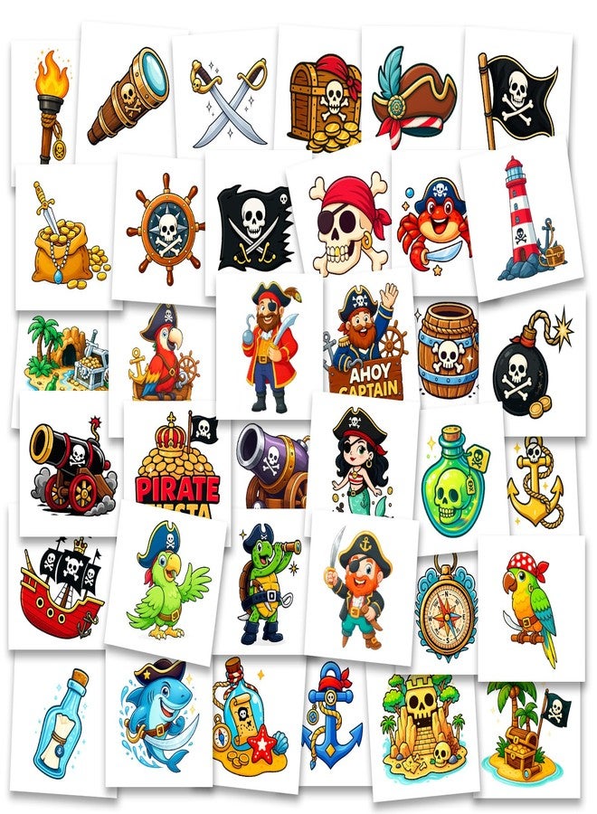 Ozepao 100 Pcs Pirate Temporary Tattoos for Kids,（2'' x 2''）Individually Wrapped Tattoos, Pirate Ship Nautical Themed Birthday Decorations, Party Favors Supplies - Image 2