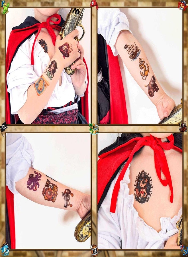 Ozepao 100 Pcs Pirate Temporary Tattoos for Kids,（2'' x 2''）Individually Wrapped Tattoos, Pirate Ship Nautical Themed Birthday Decorations, Party Favors Supplies - Image 5