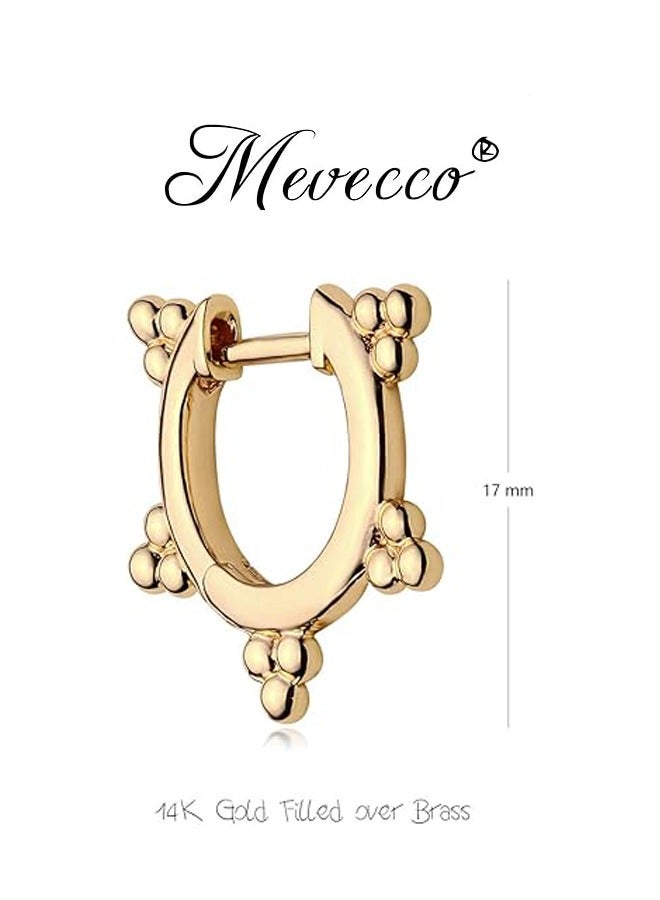 Mevecco Women Huggie Hoop Earrings Gold Ear Stud Cuff 14K Gold Filled Small Boho Beach Simple Delicate Handmade Hypoallergenic Jewelry Gift - Image 4