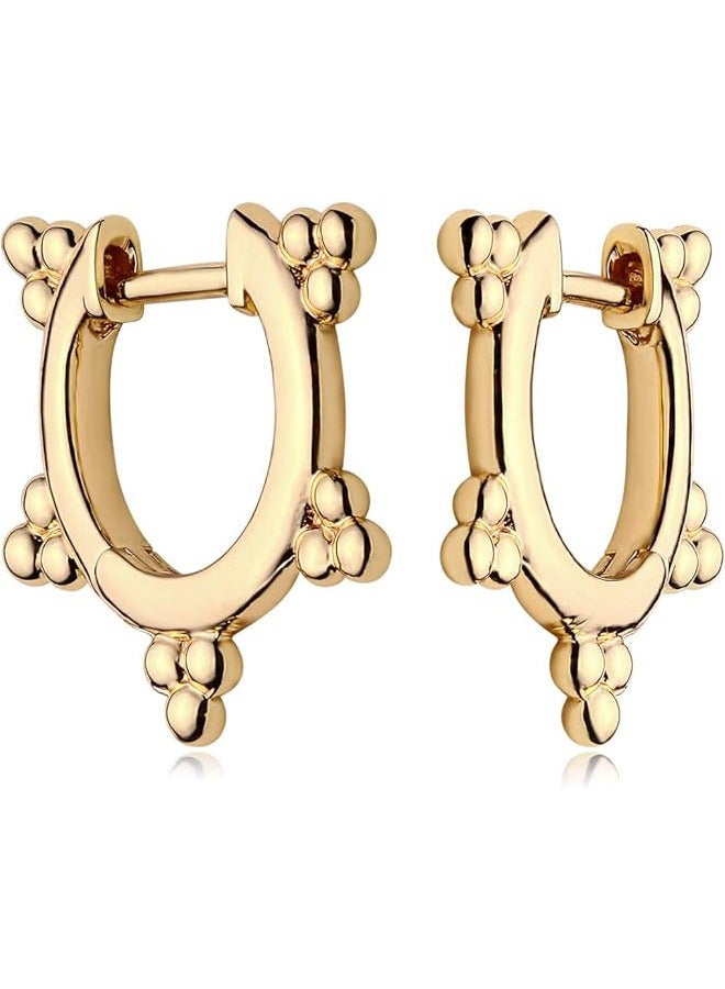 Mevecco Women Huggie Hoop Earrings Gold Ear Stud Cuff 14K Gold Filled Small Boho Beach Simple Delicate Handmade Hypoallergenic Jewelry Gift - Image 1