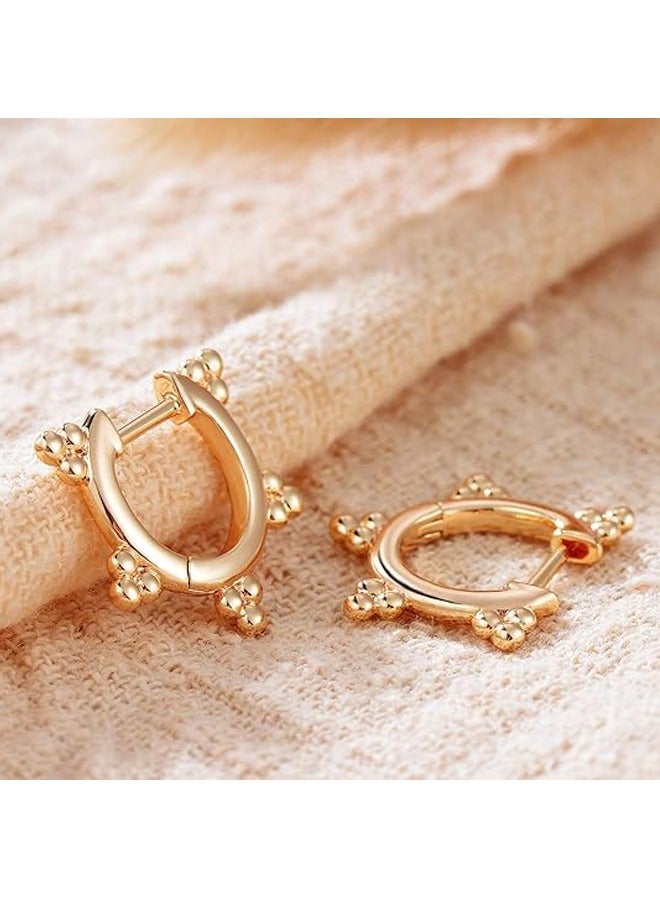 Mevecco Women Huggie Hoop Earrings Gold Ear Stud Cuff 14K Gold Filled Small Boho Beach Simple Delicate Handmade Hypoallergenic Jewelry Gift - Image 5