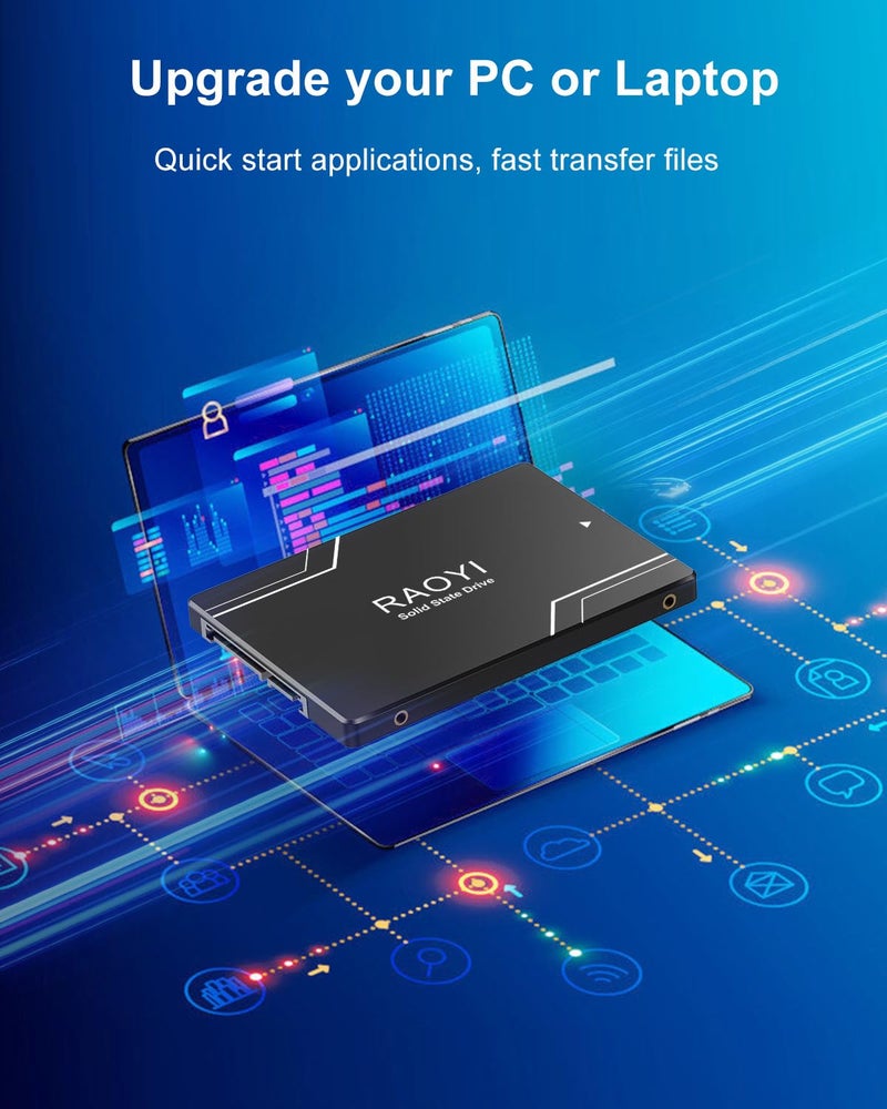 RAOYI 64GB Internal SSD SATA III 2.5” Solid State Drive 3D NAND Flash Advanced SSD Hard Drive Up to 300MB/s SATA 3 SSD Upgrade Performance for PC Laptop - Image 4