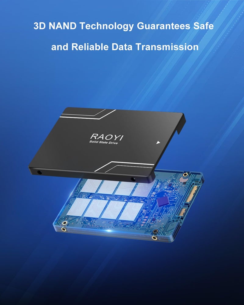 RAOYI 64GB Internal SSD SATA III 2.5” Solid State Drive 3D NAND Flash Advanced SSD Hard Drive Up to 300MB/s SATA 3 SSD Upgrade Performance for PC Laptop - Image 3
