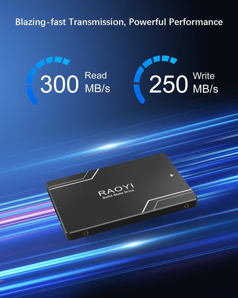 RAOYI 64GB Internal SSD SATA III 2.5” Solid State Drive 3D NAND Flash Advanced SSD Hard Drive Up to 300MB/s SATA 3 SSD Upgrade Performance for PC Laptop - Image 2
