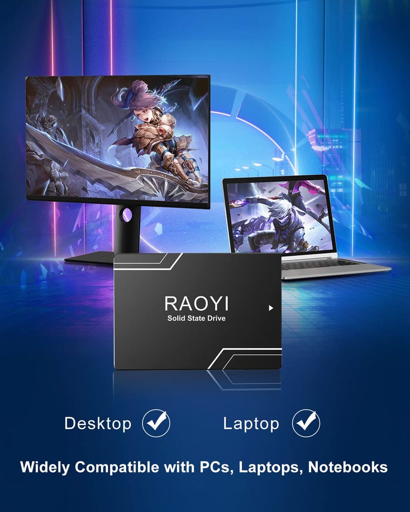 RAOYI 64GB Internal SSD SATA III 2.5” Solid State Drive 3D NAND Flash Advanced SSD Hard Drive Up to 300MB/s SATA 3 SSD Upgrade Performance for PC Laptop - Image 5