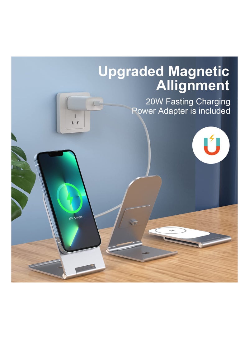 SYOSI Wireless Charger, Compatible with Phone 14-13-12 Series Magnetic Wireless Charger, Mag-Safe Charger, Folding Aluminum Alloy Wireless Charger Stand, for Phone 14/13/12 Pro Max/Pro/Mini - Image 3