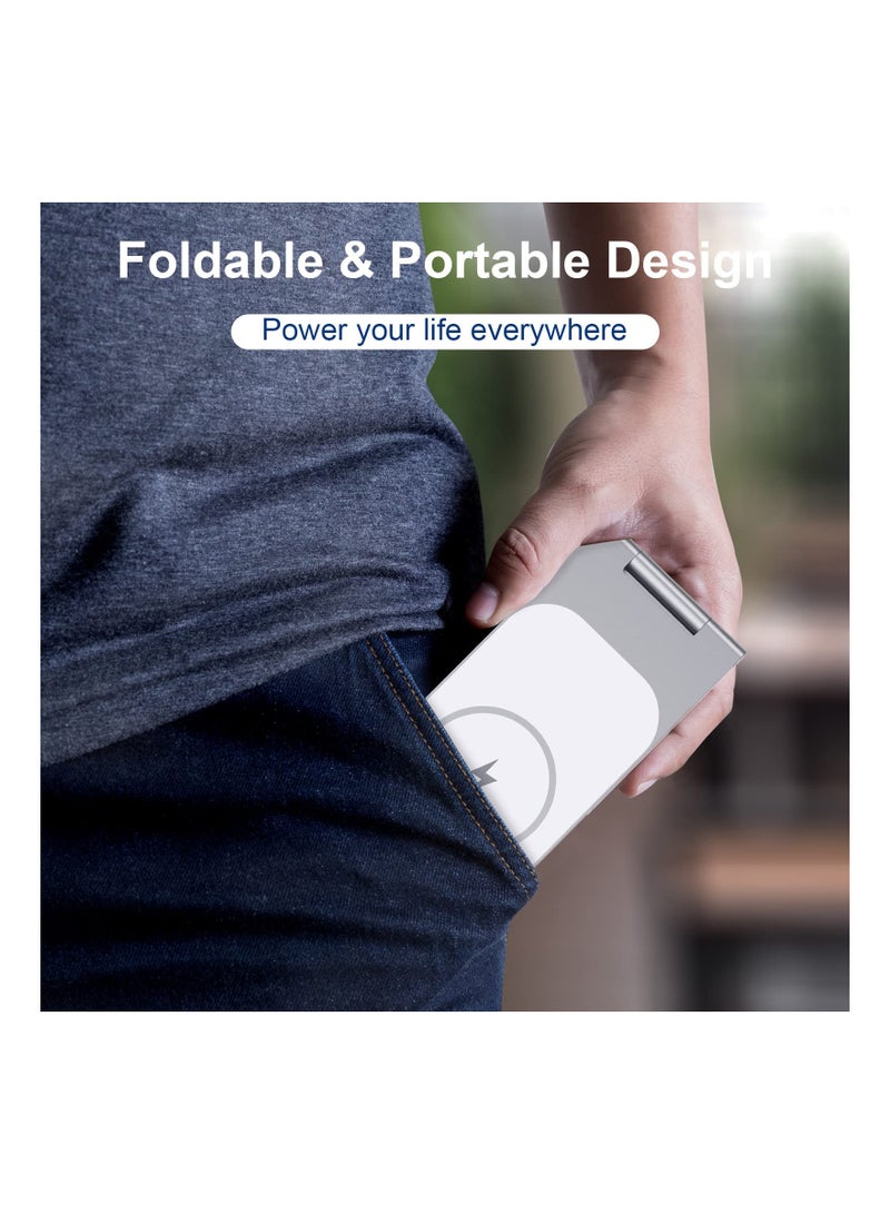 SYOSI Wireless Charger, Compatible with Phone 14-13-12 Series Magnetic Wireless Charger, Mag-Safe Charger, Folding Aluminum Alloy Wireless Charger Stand, for Phone 14/13/12 Pro Max/Pro/Mini - Image 4