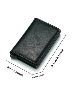 Generic Minimalist Wallet Slim Carbon Fiber Design RFID Blocking With Automatic Pop-up Aluminum Credit Card Holder And Money Clip For Men And Women - Faux Leather, Black, Minimalist For 10-12 Cards, Men's Slim Pop-up Wallet, ID Pocket, Smart Wallet, RFID Blocking, Front Pocket, Cash Slot, Easily Removable Money And Cards, Carbon Fiber., Carbon Black, Modern  - Image 4