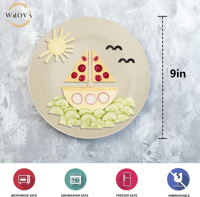 Wrova Wheat Straw Dinner Plates 9 Inch Unbreakable Set of 8  Dishwasher  Microwave Safe Plastic Plates Reusable  Lightweight Plates for kitchencampingsaladappetizer  Beige - Image 2