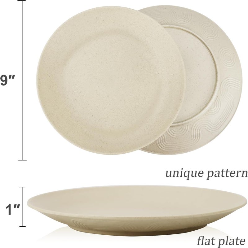 Wrova Wheat Straw Dinner Plates 9 Inch Unbreakable Set of 8  Dishwasher  Microwave Safe Plastic Plates Reusable  Lightweight Plates for kitchencampingsaladappetizer  Beige - Image 3