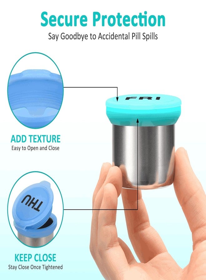 EIVENNKO Weekly Metal Pill Case 7 Day, Stainless Steel Pill Box Organizer for Travel, Waterproof Medicine Container, Portable Daliy Pill Holder for Vitamins Fish Oils (Small) - Image 5