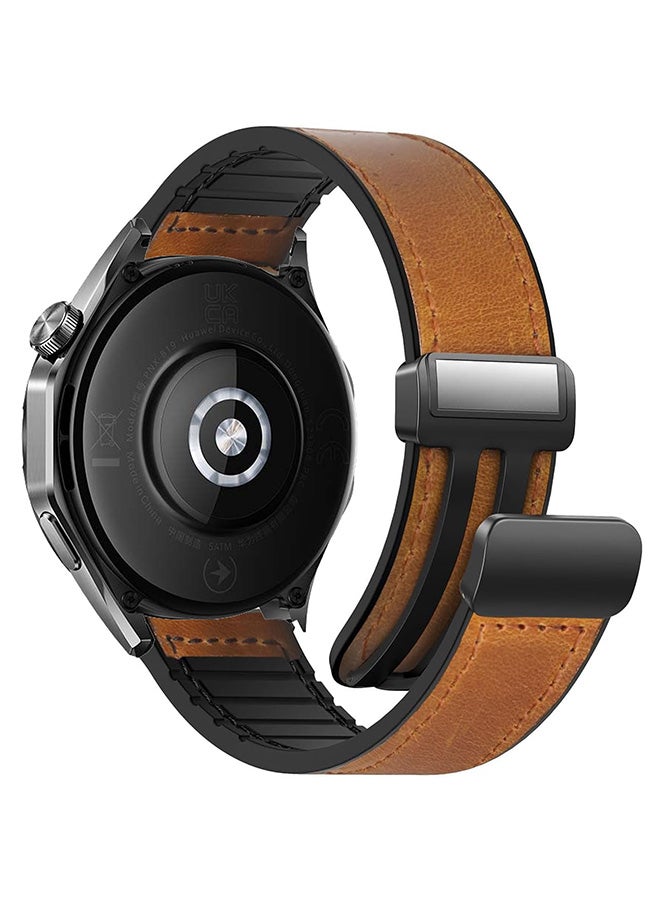 Beauenty 22mm Leather Watch Strap Compatible with Huawei GT4 46mm/GT3 46mm/GT3 Pro/Watch 3/GT2e/GT2 pro/GT2 42mm 46mm Replacement Strap Brown - Image 1