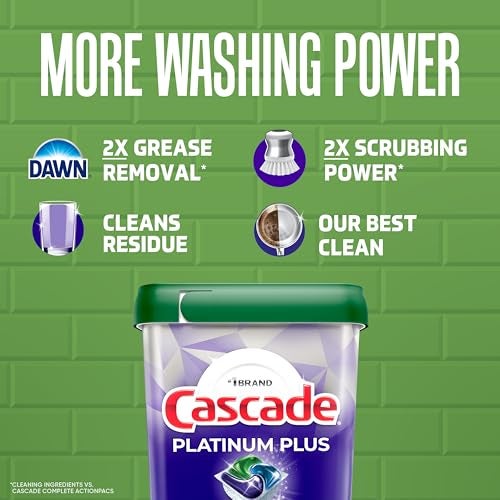 Cascade Platinum Plus Dishwasher Pods, Dishwasher Detergent, Dish Detergent Soap, Lemon, 19 Count - Image 3