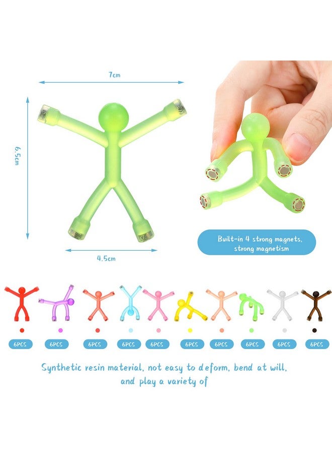 Jerify 60 Pieces Fridge Magnets Humanoid Cute Men Colorful Refrigerator Magnetic Toys for Kids Translucent Magnetic Magnets for Adults Lockers, Fridge, Office, Whiteboard Decoration - Image 3