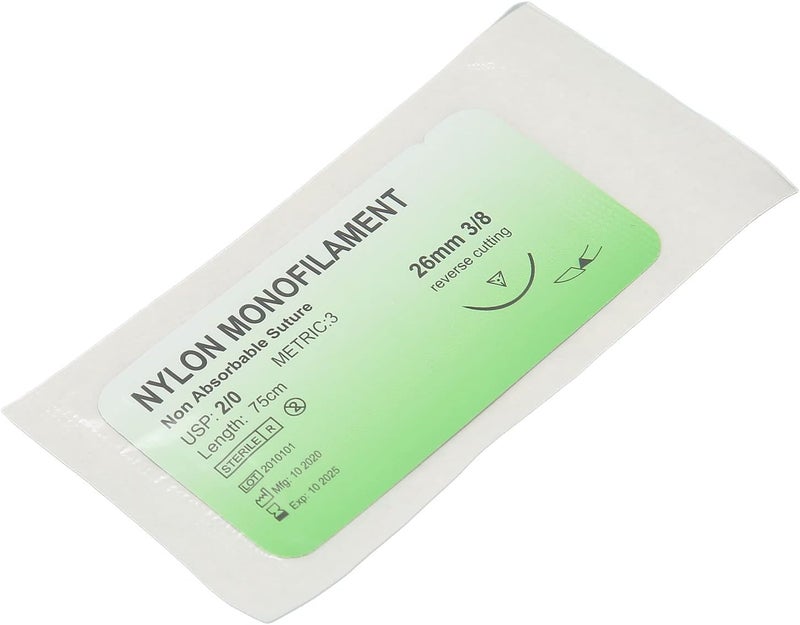 klarako Sutures,12pcs Suture Practice Thread for Suture Practice Individual Package Nylon Suturing Thread Set with Curved Needle for Practicing Suturing Doctors Suture Threads (2/0) - Image 1