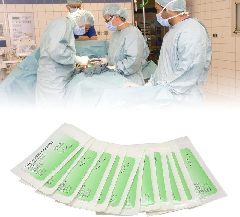 klarako Sutures,12pcs Suture Practice Thread for Suture Practice Individual Package Nylon Suturing Thread Set with Curved Needle for Practicing Suturing Doctors Suture Threads (2/0) - Image 2