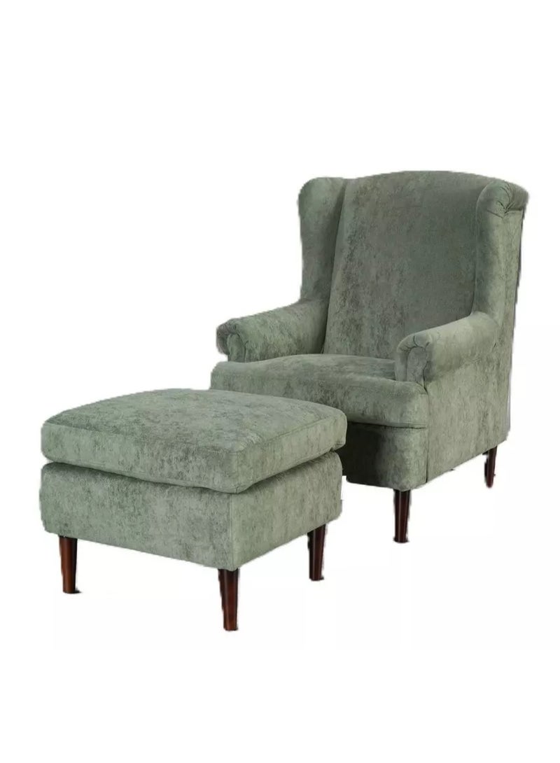 كرسي مريح مع مجموعة أقدام، أخضر