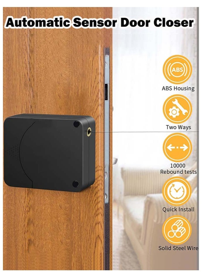YIM-VIBEHAUS Door Closer, Punch-Free Automatic Sensor Closer Plus, Forceful Punch Free Built in Buffer for Family Doors, Wardrobe, Window 1200G Tension 4.9FT Glued or Screw-In Installation  - Image 2