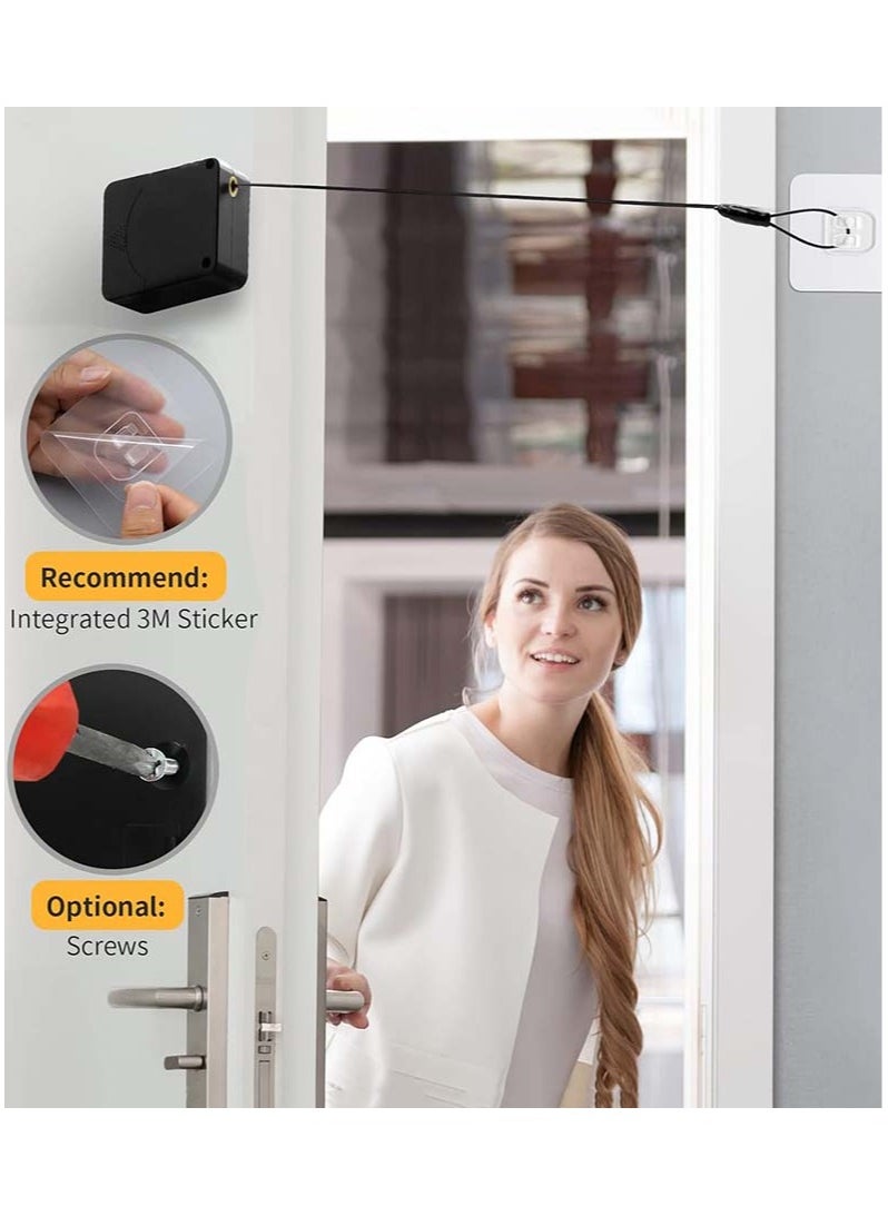 YIM-VIBEHAUS Door Closer, Punch-Free Automatic Sensor Closer Plus, Forceful Punch Free Built in Buffer for Family Doors, Wardrobe, Window 1200G Tension 4.9FT Glued or Screw-In Installation  - Image 4