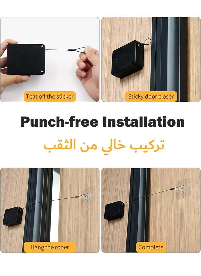 YIM-VIBEHAUS Door Closer, Punch-Free Automatic Sensor Closer Plus, Forceful Punch Free Built in Buffer for Family Doors, Wardrobe, Window 1200G Tension 4.9FT Glued or Screw-In Installation  - Image 5