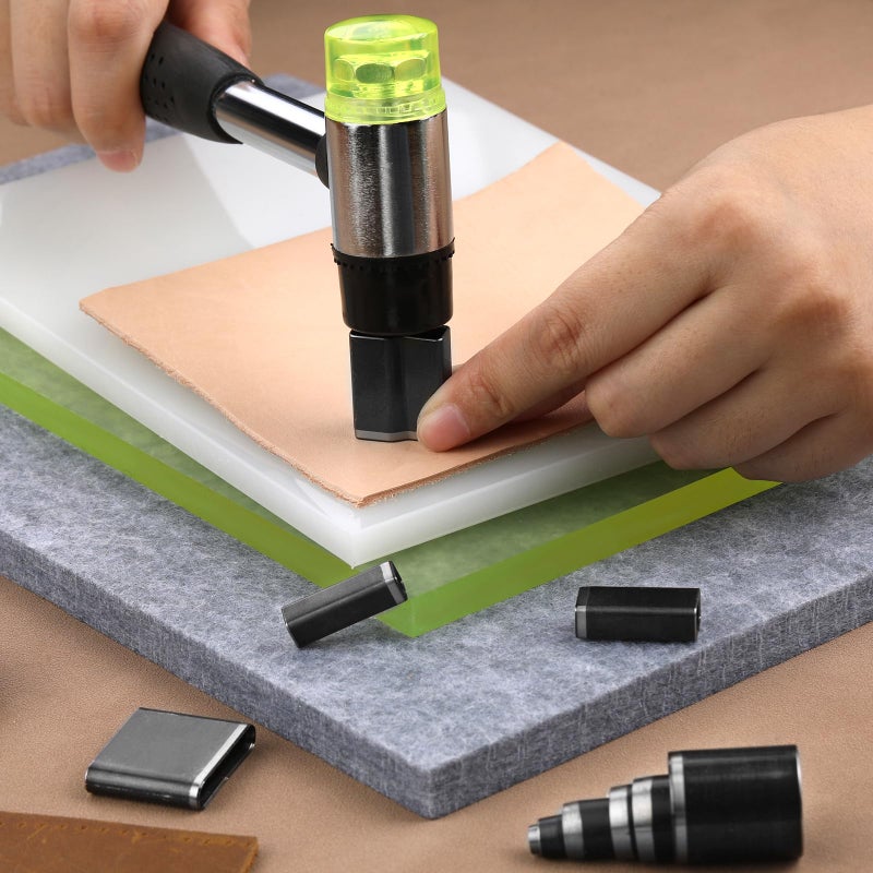 Yizzvb 52 Shape Style Leather Hole Punch Tool, Leather Punch Mat, 3 Pcs Craft Punching Pad with Nylon Hammer and Sound Absorbing Pad for DIY Crafts - Image 5