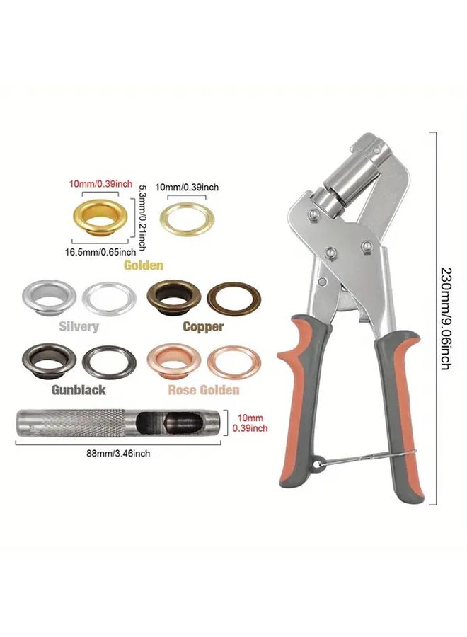 500Pcs 10mm Silvery Eyelet Punch Tool Set With Pliers And 3 8 Inch Hole Puncher For DIY Fabric Leather Craft - Image 2
