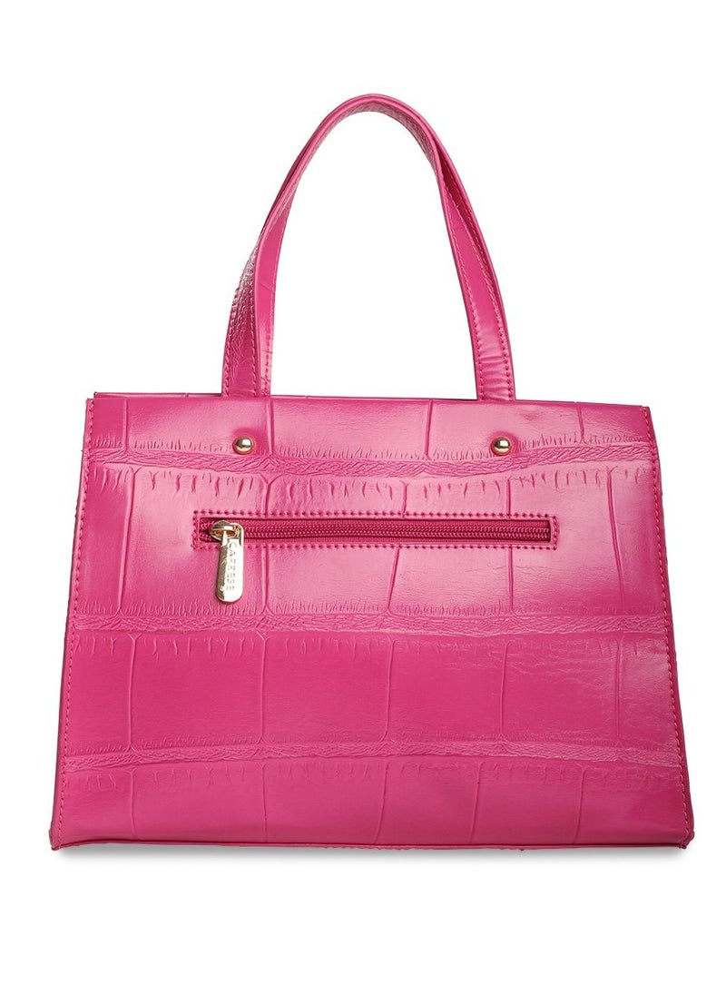 CAPRESE - Caprese Mink Abstract Fuchsia Faux Leather Small Tote Handbag - Image 1