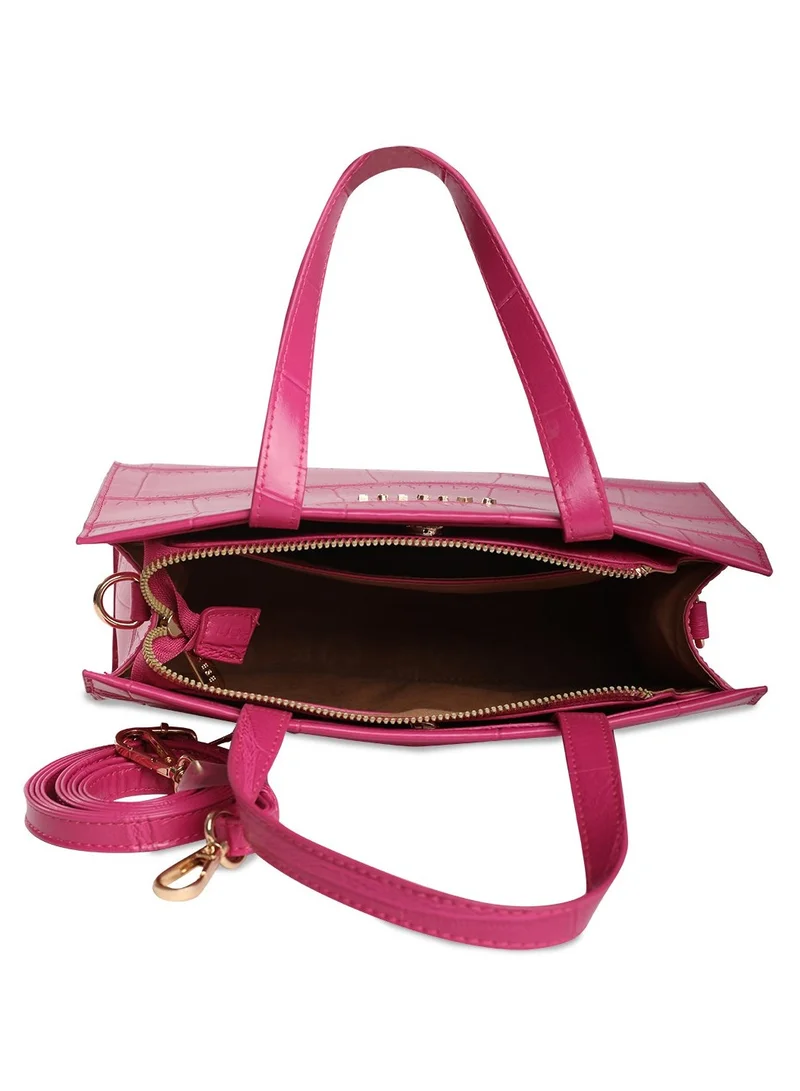 CAPRESE Caprese Mink Abstract Fuchsia Faux Leather Small Tote Handbag