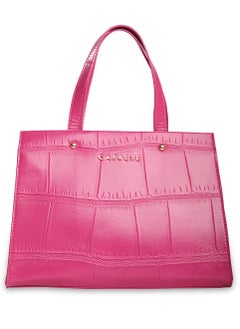 CAPRESE Caprese Mink Abstract Fuchsia Faux Leather Small Tote Handbag  - Image 1
