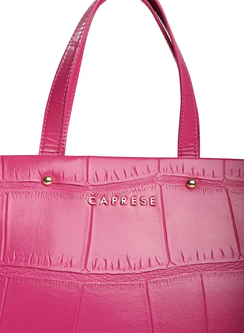 CAPRESE Caprese Mink Abstract Fuchsia Faux Leather Small Tote Handbag