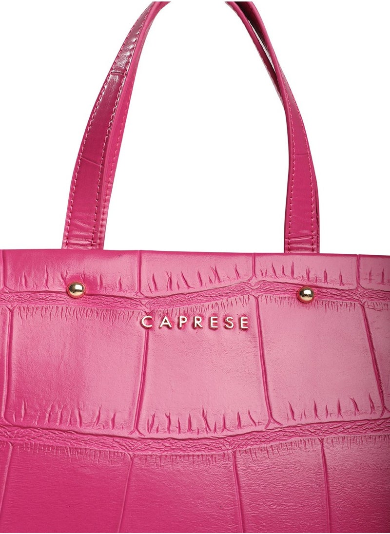 CAPRESE - Caprese Mink Abstract Fuchsia Faux Leather Small Tote Handbag - Image 1