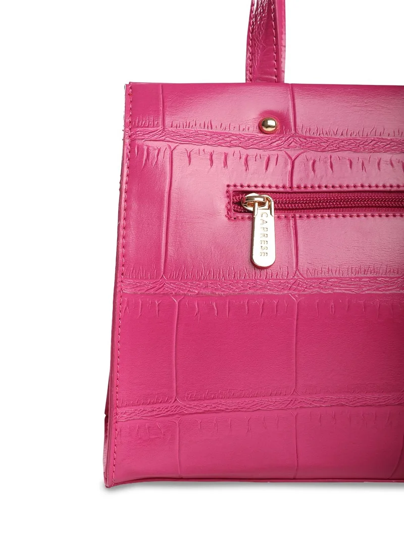 CAPRESE Caprese Mink Abstract Fuchsia Faux Leather Small Tote Handbag