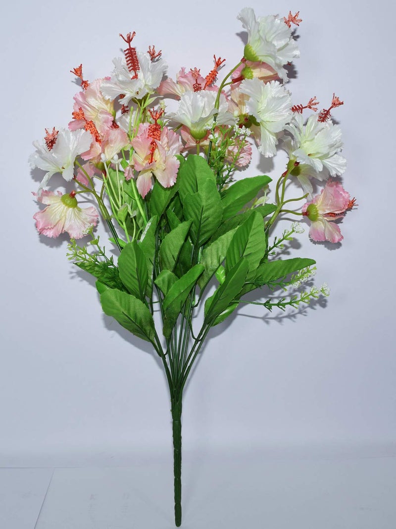 Fourwalls Beautiful Artificial Decorative Hibiscus Flower Bunches (45 cm Tall, 20 Branches, White) - Image 3