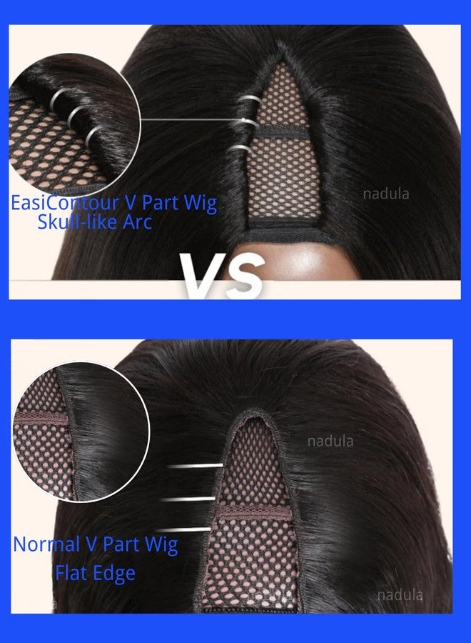 Nadula V Part Kinky Straight Wig Human Hair Glueless No Leave Out Upgraded U Part Wigs for Women,Yaki Straight V-part Wigs V Shape Clip in Half Wig No Glue Wear and Go 150% Density 18inch - Image 4