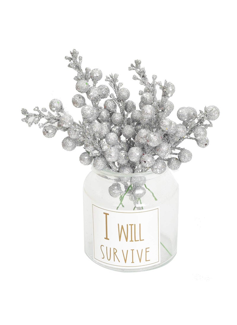 Artiflr Artiflr 14 Pack Christmas Glitter Berries Stems Clearance  7.8 Inch Artificial Christmas Picks for Christmas Tree Ornaments  DIY Xmas Wreath  Crafts  Holiday and Home Decor  Silver  - Image 5